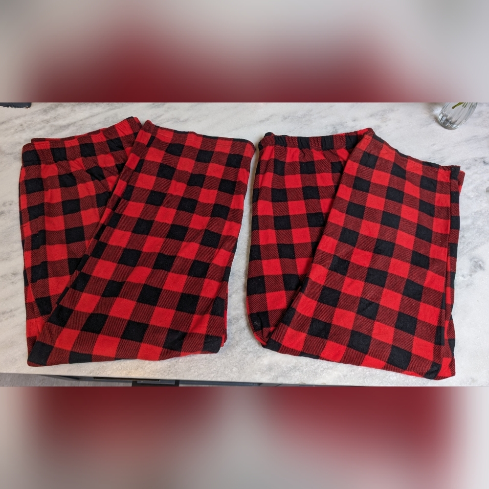 Christmas His and Hers Fleece Red Buffalo Plaid Pajama Pants